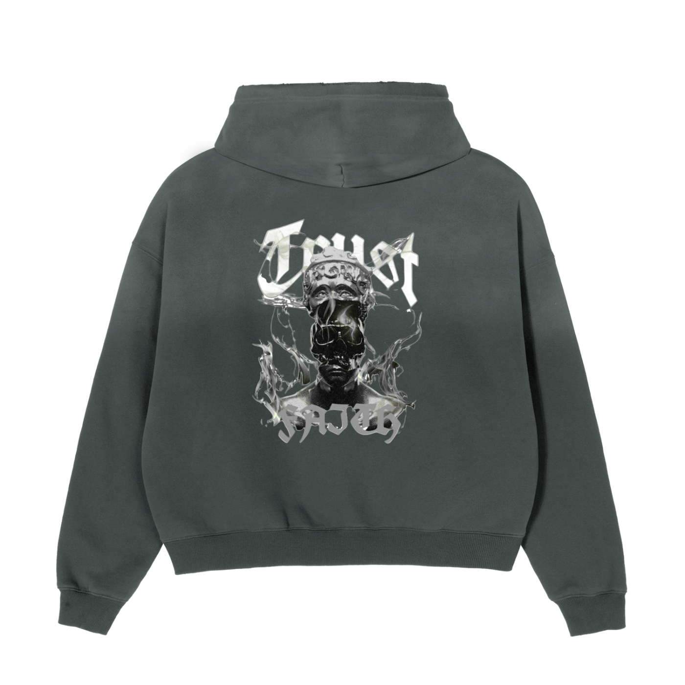 TRUST FAITH - Frayed Sunfade Boxy Fleece Hoodie