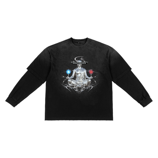 GODFIDANCE (HANDFREYED TWO-PEICE SHIRT)