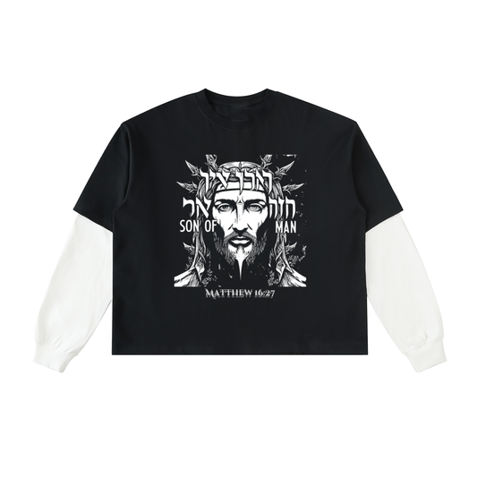 Layered Contrast Sleeve Cotton T-Shirt