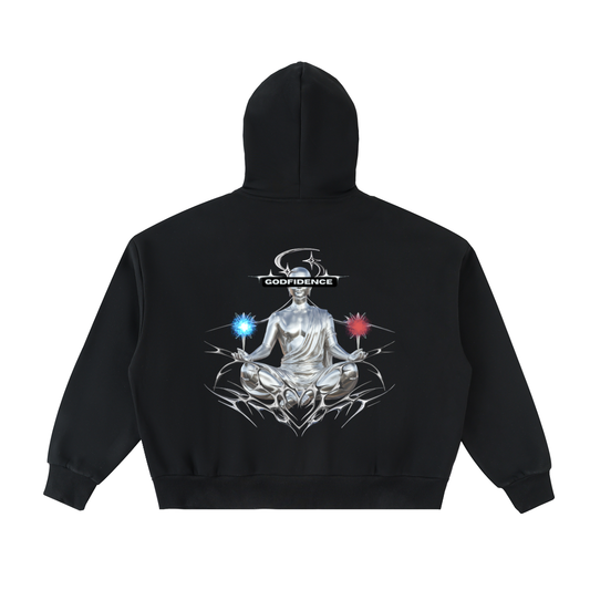 Fleeced Full-Zip Boxy Hoodie