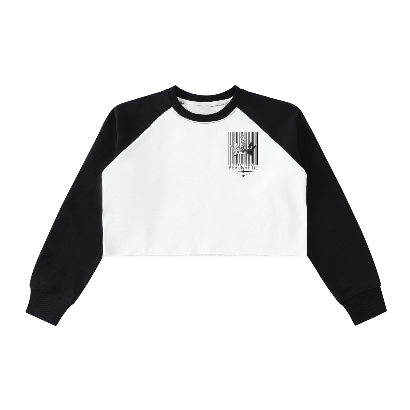 BLUE FALL (COLOR-BLOCK) RAW-HEM RAGLAN CROP SWEATSHIRT