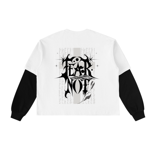 Layered Contrast Sleeve Cotton T-Shirt