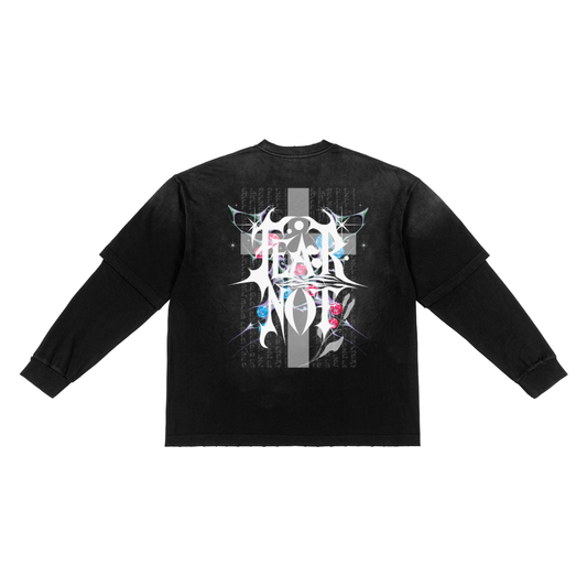 GODFIDANCE (HANDFREYED TWO-PEICE SHIRT)
