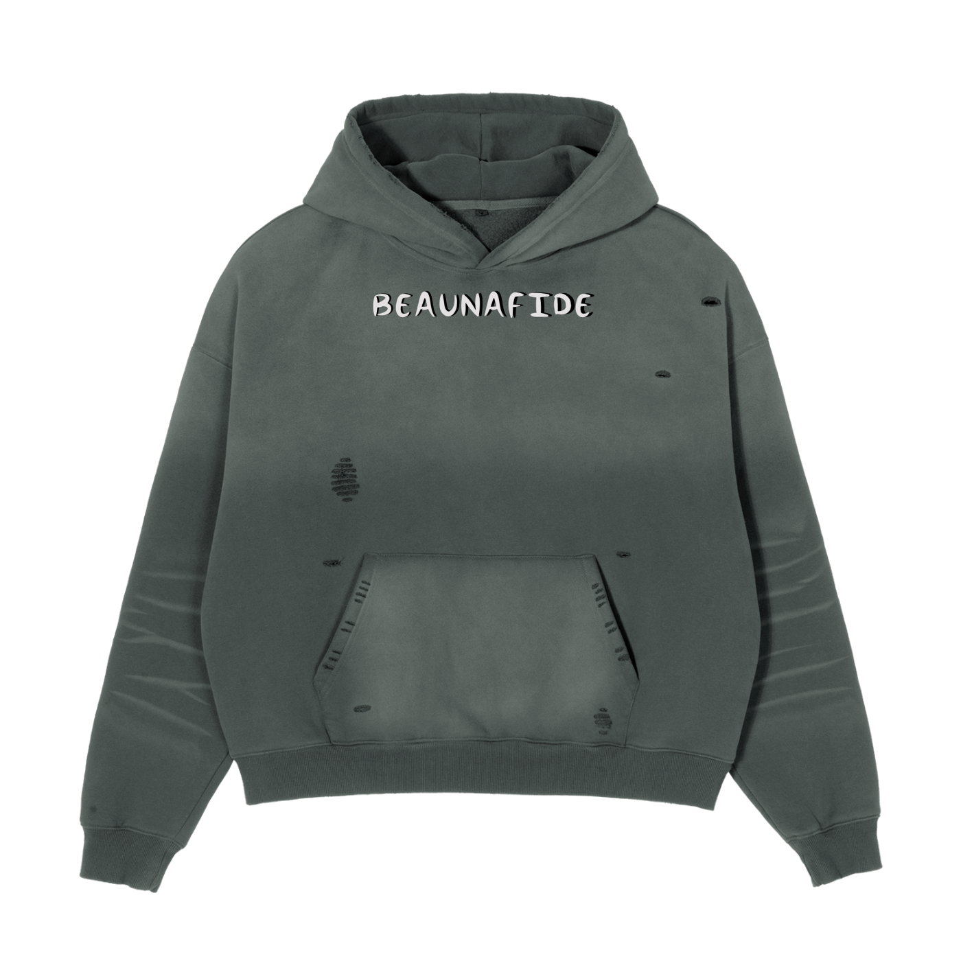 TRUST FAITH - Frayed Sunfade Boxy Fleece Hoodie